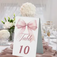 Pink bow table tent sign