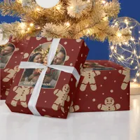 Gingerbread Cookie Personalized Christmas Photo Wrapping Paper