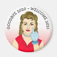 Goodbye 2020, Welcome 2021 Retro Lady Sarcasm Magnet