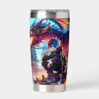 Anime Boy and Dragon in a Dystopian World Insulated Tumbler