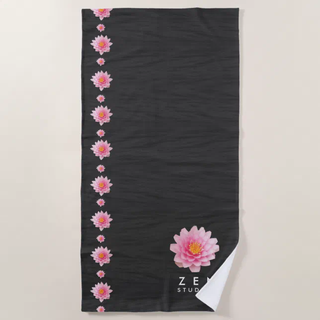 Elegant Floating Pink Lotus Flowers Beach Towel