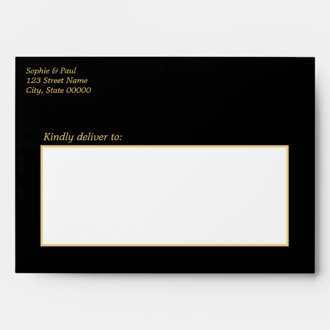 Black Golden Beige Wedding Invitation Envelope