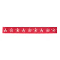 Nordic style white and red stars satin ribbon