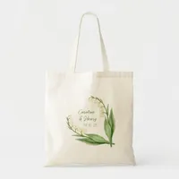 Elegant Lily of the Valley Personalized Wedding  Tote Bag