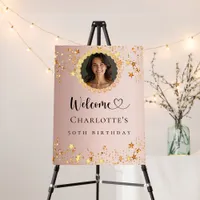 Rose gold photo diamonds birthday party welcome foam board