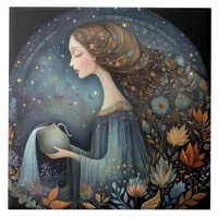 Aquarius Water Bearer Zodiac Astrology Birthday Ceramic Tile