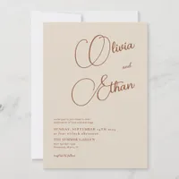 Beige Terracotta Minimalist Wedding Invitation 