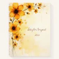 Charming Yellow Floral Botanical Watercolor Diary  Notebook