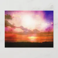 Purple Pink Orange Sunset Photo Edit Postcard