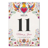 Fiesta Colorful Flowers Botanical Spanish Wedding Table Number