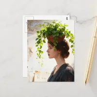 A Woman with  Houseplant on her Head Postcard