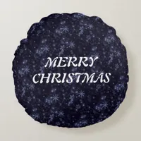White Snowflakes Midnight Blue Rd Throw Pillow