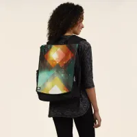 Seventies Orange Abstract Techno Triangles Backpack