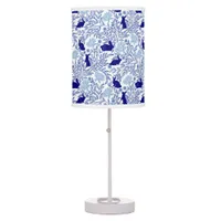 Blue Chinoiserie Rabbit-Vintage Rabbit &Floral Art Table Lamp