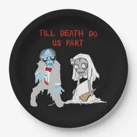 Till Death Do Us Part Zombie Wedding Halloween Cou Paper Plates