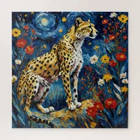 Cheetah with Flowers Jigsaw Puzzle