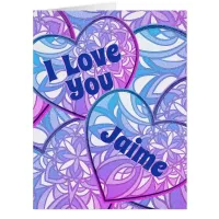 Purple Hearts I Love You Folded Card