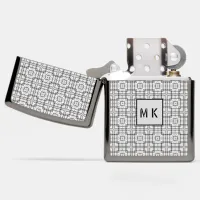 Black and White Geometric Squares Pattern Zippo Lighter