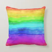 Watercolor Rainbow LGBT Rainbow Pillow