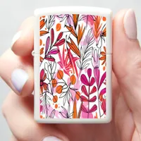 Bright Floral Patterns on White Zippo Lighter