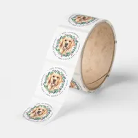 Golden Retriever Dog Christmas Return Address Classic Round Sticker
