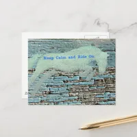 Jumping Horse Mixed Media Blue Postcard
