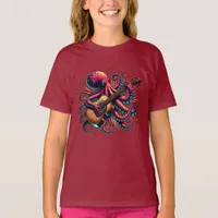 Funny Cartoon Octopus Playing Guitar T-Shirt