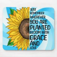 Inspirational Quote and Hand Drawn Sunflower Mouse Pad