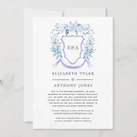 Floral Monogram Crest Wedding Reduced Guest List Announcement
