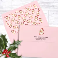 Pink Vintage Retro Santa Claus Return Address Envelope