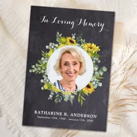 Rustic Sunflower Eucalyptus Photo Sympathy Funeral Thank You Card