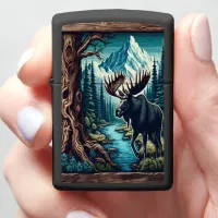 Bull Moose By The Stream Zippo Lighter