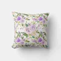 *~* Floral Flowers Pattern Print Lavender Throw Pillow