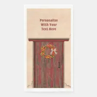 Southwest Chile Wreath on Rustic Red Wood Door  Paper Guest Towels