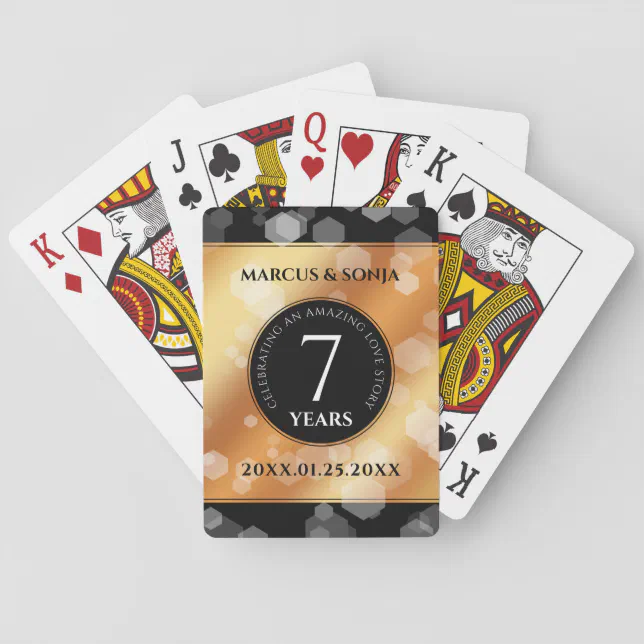 Elegant 7th Copper Wedding Anniversary Celebration Poker Cards