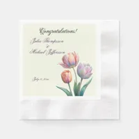 Romantic and Poetic Pastel Tulips Watercolor Napkins