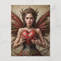 Fairy Red Heart Brambles Postcard