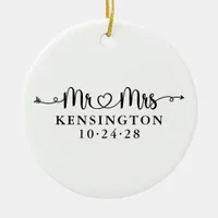 Wedding Heart Arrows Newlywed Engagement Photo Ceramic Ornament