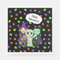 Purple orange lime green Costume Halloween Party Napkins