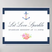Floral Nautical Wedding Sparkler Sendoff Sign