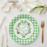 Green Little Lucky charm baby shower Paper Plates