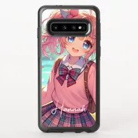 Pretty Anime Girl in Pink Pigtails OtterBox Symmetry Samsung Galaxy S10 Case