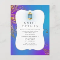 Gold Foil Arabian Bollywood Wedding Guest Details Enclosure Card