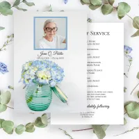 Blue Hydrangea in Jar Funeral Service Memorial Program