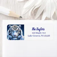 Blue eyed White Tiger Personalized Label