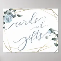 Wedding Cards and Gifts Dusty Blue Floral Sign
