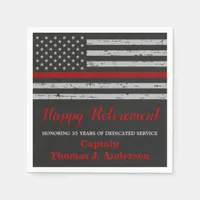 Firefighter Retirement Party Thin Red Line Flag Napkins