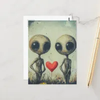 Aliens in Love Postcard