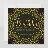 Tribal Dots star Party Birthday Invitation