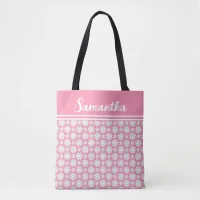 Any Name Cute Floral Daisy Pattern All-Over Print  Tote Bag